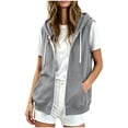 thumbnail image 2 of TGSLY Women's Hooded Vest Sweatshirt Soft Full-Zip Sleeveless Drawstring Hooded Coat Dressy Fall Causal Solid Color Workout Jacket L, 2 of 9