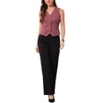 thumbnail image 3 of INSPIRE CHIC Women's Striped Vest Sleeveless V-Neck Button Down Waistcoat with Adjustable Back Belt for Work & Casual XL Red, 3 of 7