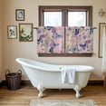thumbnail image 4 of Pink Flowers Tier Curtains 36 Inch Length, Spring Floral Purple Butterflies Farmhouse Cafe Short Curtains for Bathroom Over Sink, Small Kitchen Curtain Light Filtering Drapes 2 Panels 27.5"Wx36"L, 4 of 8