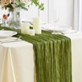 thumbnail image 1 of Nvzi Mantel de gasa plisada con forma de bandera para mesa de queso, decoración para fiestas de bodas, mantel de noche (verde, 180 x 90 cm), 1 of 5
