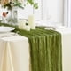 thumbnail image 1 of Nvzi Mantel de gasa plisada con bandera para mesa de queso, decoración para fiestas de bodas, mantel de noche (verde, 300 x 90 cm), 1 of 5