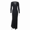 thumbnail image 6 of Sexy deep V-neck long-sleeved slit dress ins temperament fashion long skirt feminine sexy party dress club clothing Vestidos, 6 of 6