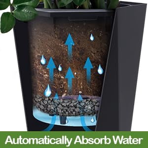 Heavy Duty Tall Planters for Outdoor Plants, Indoor GrandePlant Pots, Boxes, Trees, Flower Pots, with Water Level Monitor and Wheels, 2-Piece Set, Built-in Drainage, Front Porch Decor