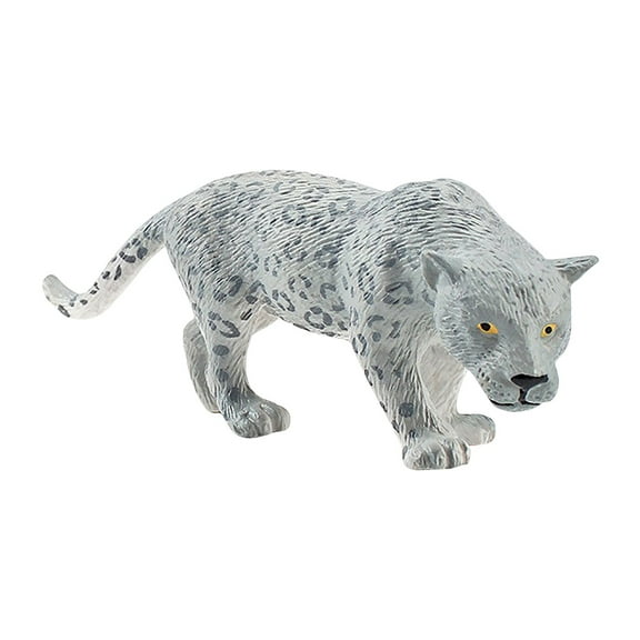 Fridja Snow Leopard Figurine Realistic Hand Painted White Leopard Figure Wild Animals Figurine for Animal Collection