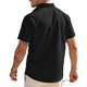 thumbnail image 5 of Blusa y camisa de manga corta con cuello vuelto para hombre, color liso, informal, holgada, a la moda, con botones, de manga corta y cuello vuelto, blusa de poliéster para hombre, 5 of 5