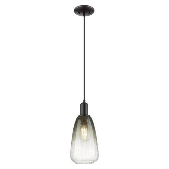 716-1P-BK-G480-6SL Innovations Lighting Brookhaven Almond - 1 Light Cord Hung Mini Pendant-6 Inch Wide and 14 Inch Tall-Matte Black Finish-Slate Glass