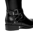 thumbnail image 4 of Ferwind Women's Riding Boots Knee-High Crisscross Buckle Straps Chunky Heels Adult Black 10, 4 of 7