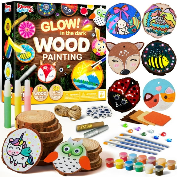 Klever Kits Glow-in-Dark Wooden Painting Craft Kit for Kids Ages 6–12