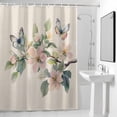 thumbnail image 4 of Flowers Leaf Butterfly Fabric Shower Curtain Linen Background Washable Shower Curtains for Bathroom, Waterproof Bath Curtain with Hooks Home Decor 36x72in, 4 of 8