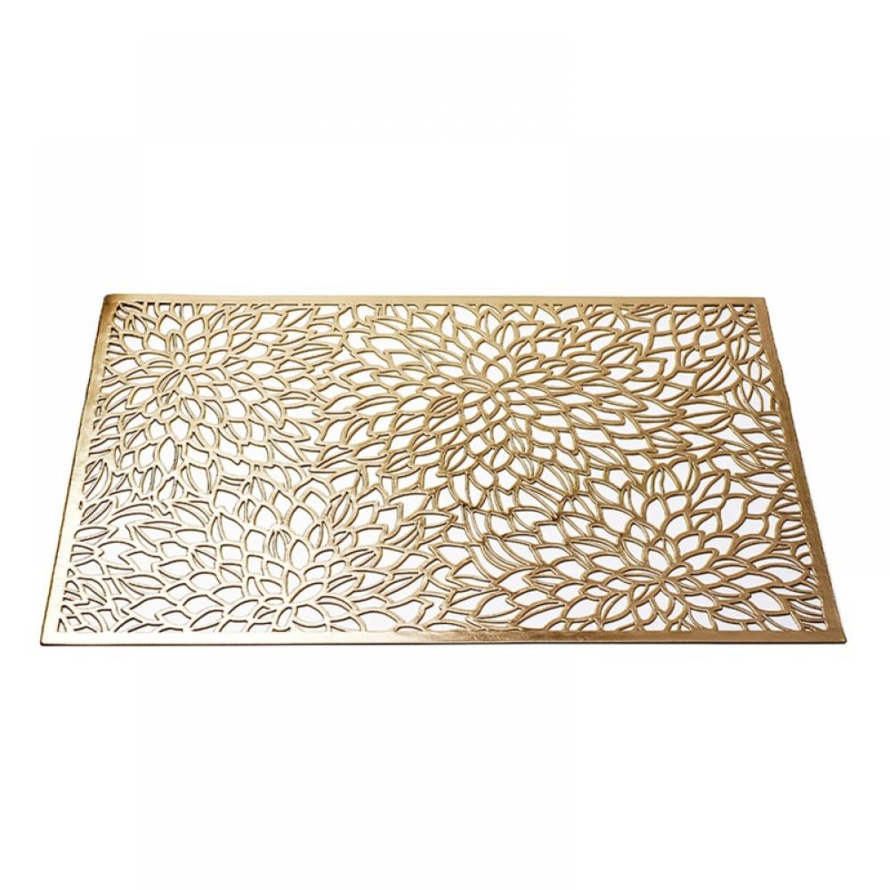 PP Rectangular Hollow Placemat Gold Stamping Geometric Pattern Placemat