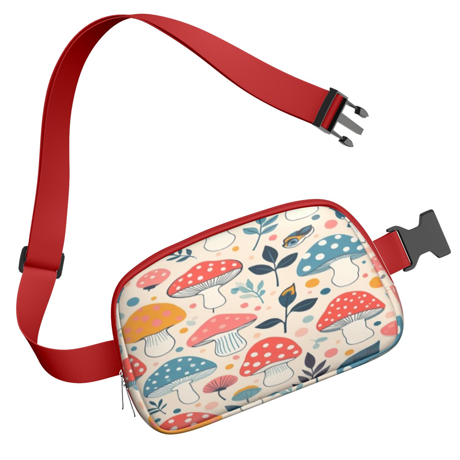Crossbody Fanny Pack for Sports Enthusiasts Commuters Waist Bag & Hip Bum Bag with Adjustable Strap for Casual Running Hiking Cycling Mushroom Sporty Waist Pack