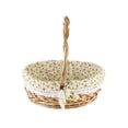 thumbnail image 2 of Taicans Wicker Easter Basket with Handle,Floral Lined Woven Basket,Decorative Rattan Basket for Eggs,Gifts,Flowers,Picnics,Baby Showers & Home Decor, 2 of 6