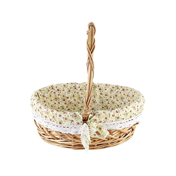 PUSPU Willows Woven Easter Twill Weave Carrying Basket Handmade Wicker Woven Handle Carrying Fruit And Vegetable Basket Outdoor Fruit Picking Picnic Basket