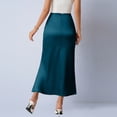thumbnail image 4 of Ynynloco Womens Satin Silk Maxi Skirts Trendy High Waist Drawstring Flared Casual A-Line Long Skirt for Women, 4 of 7