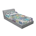 thumbnail image 2 of Ambesonne Colorful Fitted Sheet & Pillow Sham Set, Mediterranean Flora Tiles, Twin, Multicolor, 2 of 2