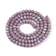 thumbnail image 3 of Electroplate Opaque Solid Color Glass Beads Strands Half Rainbow Plated Faceted Rondelle Medium Purple 4x3mm Hole: 0.4mm about 113~115pcs/strand 41~41.5cm, 3 of 3