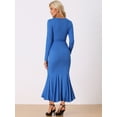 thumbnail image 3 of DARING DIVA Sweater Ribbed Knit Bodycon Long Maxi Fishtail Dress M Blue, 3 of 6