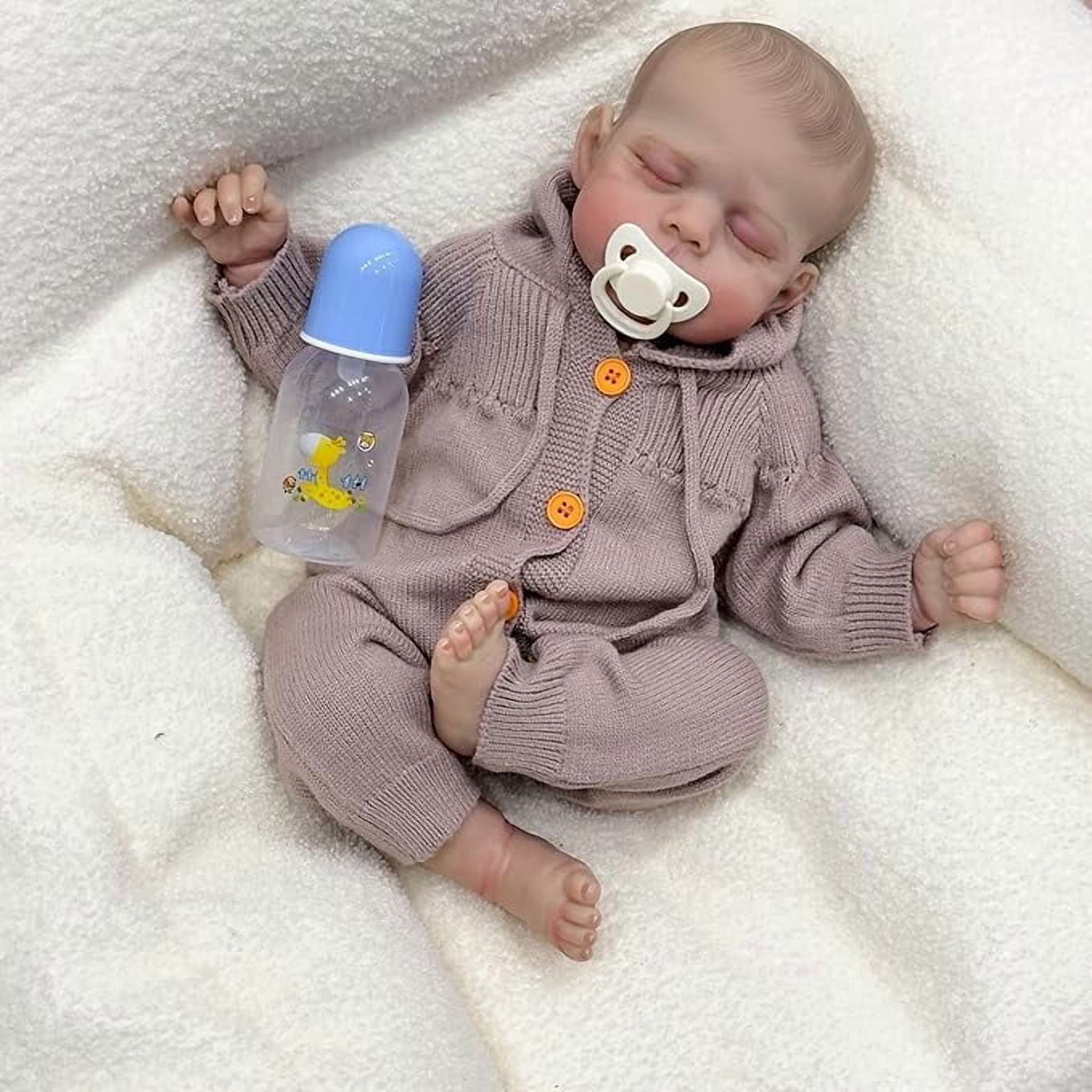 iCradle 20 Inch Lifelike Reborn Baby Dolls Realistic Newborn Baies Eric Soft Cloth Body Painted Hair Adorable Real Life Sleeping Baby Doll Birthday Gift for Kids Age 3+