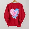 thumbnail image 1 of Styesk Chemises à Manches Longues pour Femmes Imprimé Cœur Hauts Confortables Doux Col Rond T-Shirts Chandail Mode Léger Chandail en Molleton Graphique de la Saint-Valentin Hauts Décontractés, 1 of 3