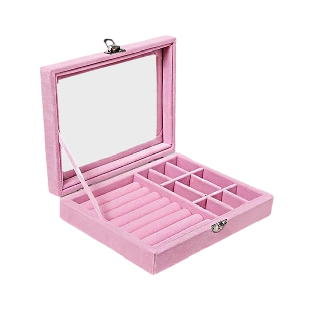 Joyero Organizador de Joyas Divisor Extraíble Soporte de Decoración Estuche de Almacenamiento de Aretes para Esposas Mujeres Escritorio Colgante Hogar Rosa