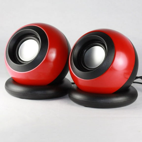 TABLZONE 1Pair USB Powered Red Computer Speakers Compact Stereo Sound for Music Listening