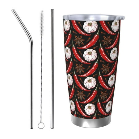 

Rateoe Red Hot Chili 1 Printed Car Guy Gifts for Men Women Tumbler - 20oz/590ml Double Wall Vacuum Insulated Stainless Steel Travel Tumbler Cups with Lid & Straw-Straw Three-piece Set
