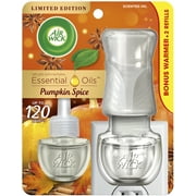 Air Wick Plug in Scented Oil Starter Kit (Warmer + 2 Refills), Pumpkin Spice, Fall Scent, Essential Oils, Air Freshener