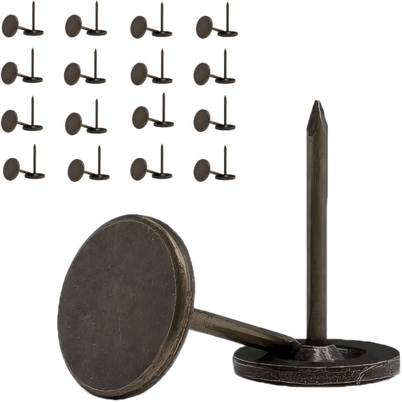 CCOCC 100Pcs Upholstery Thumb Tacks for Wall, 7/16 Inch Heavy Duty Flat Head Push Pins, Decorative Long Wall Tacks Nails for Office Home Furniture Decor Fabric Wooden Photo, Bronze