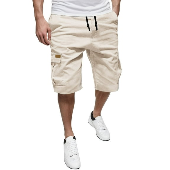Men's Cargo Pants Work Clothes for Men Construction Men Cargo Pants with Pockets Big And Tall Comfortable Relaxed Fitting Work Clothes for Suspenders Big And Tall Beige M