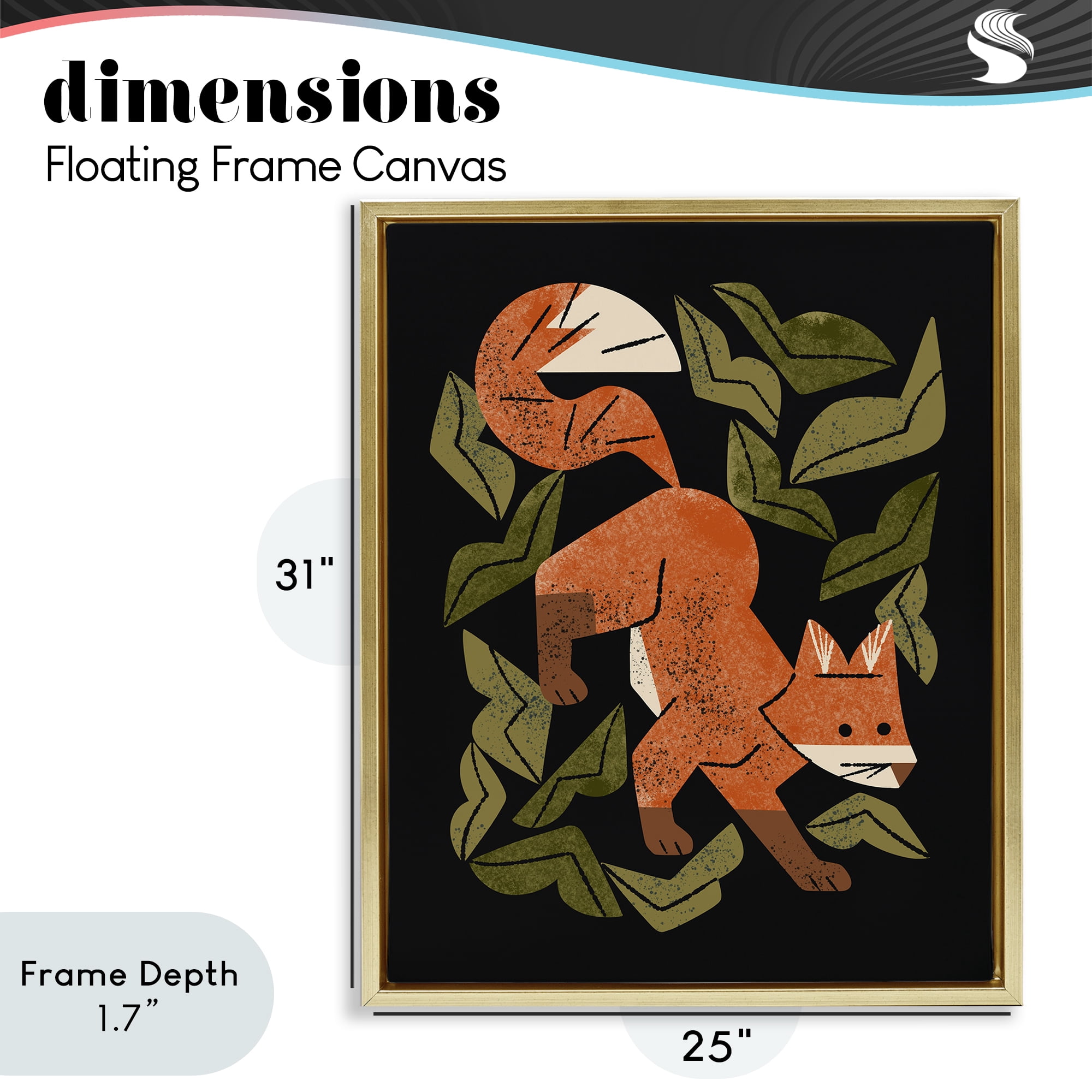 Stupell Industries Fox In The Brush Gold Framed Floater Canvas Wall Art, design by Renea L. Thull