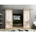 thumbnail image 3 of Sturdy Double Barn Door 64 x 96 inches | Planum 2102 Oak | Stainless Steel 13FT Rail Hangers Heavy Set | Solid Panel Interior Doors, 3 of 6