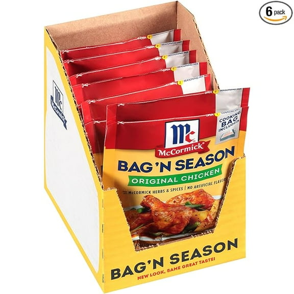 McCormick Bag 'n Season KEF28 Original Chicken Cooking Bag & Seasoning Mix, 1.25 oz (Pack of 6)