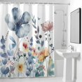 thumbnail image 4 of Wildflowers Fabric Shower Curtain Blue Floral Plant Rustic Washable Shower Curtains for Bathroom, Waterproof Bath Curtain with Hooks Home Decor 36x72in, 4 of 8