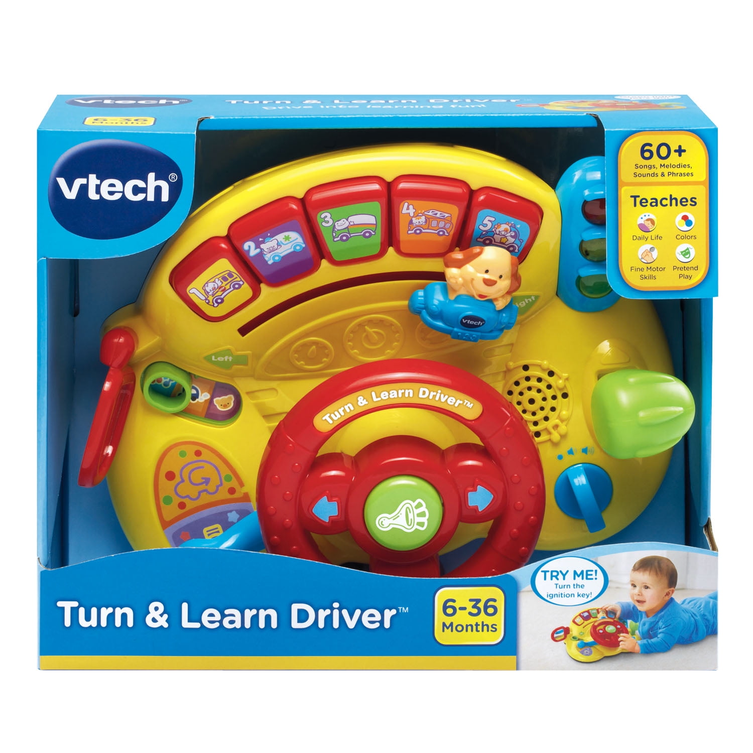 Vtech Tiny Tot Driver Steering Wheel Toy Music Sensory Toy Motor Skills 