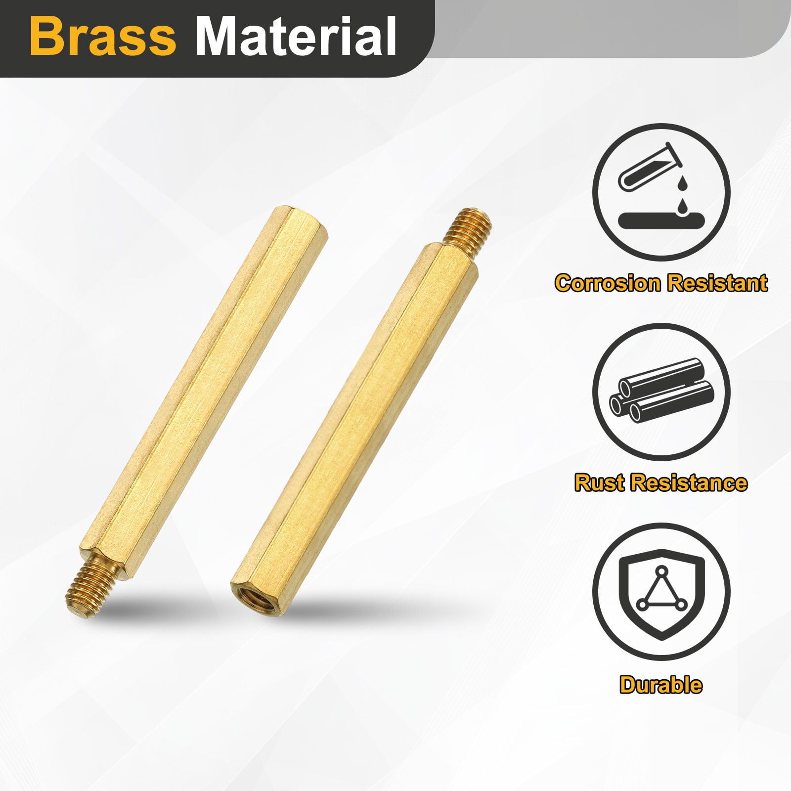 Uxcell 25 Pack Male to Female Thread Spacer Screws, M5 x 50mm + 7mm Brass Hex Standoff Screws PCB Motherboard for Drone Quadcopter, Computer and Circuit Board