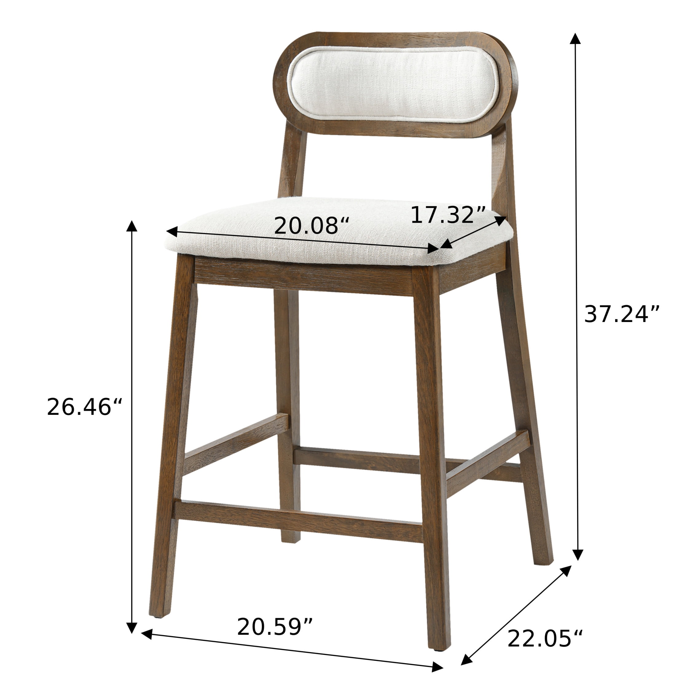 Christopher Knight Home 37.24"H Rubberwood Bar Stools Set of 2 for Kitchen & Islands, Brown+White