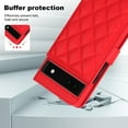 thumbnail image 3 of Compatible with Google Pixel 6a Litchi Texture PU Leather Case with Card Holder Wrist Strap, Wallet Flip Cover for Google Pixel 6a Men/Women Crossbody Strap RFID Blocking Kickstand, Red, 3 of 9