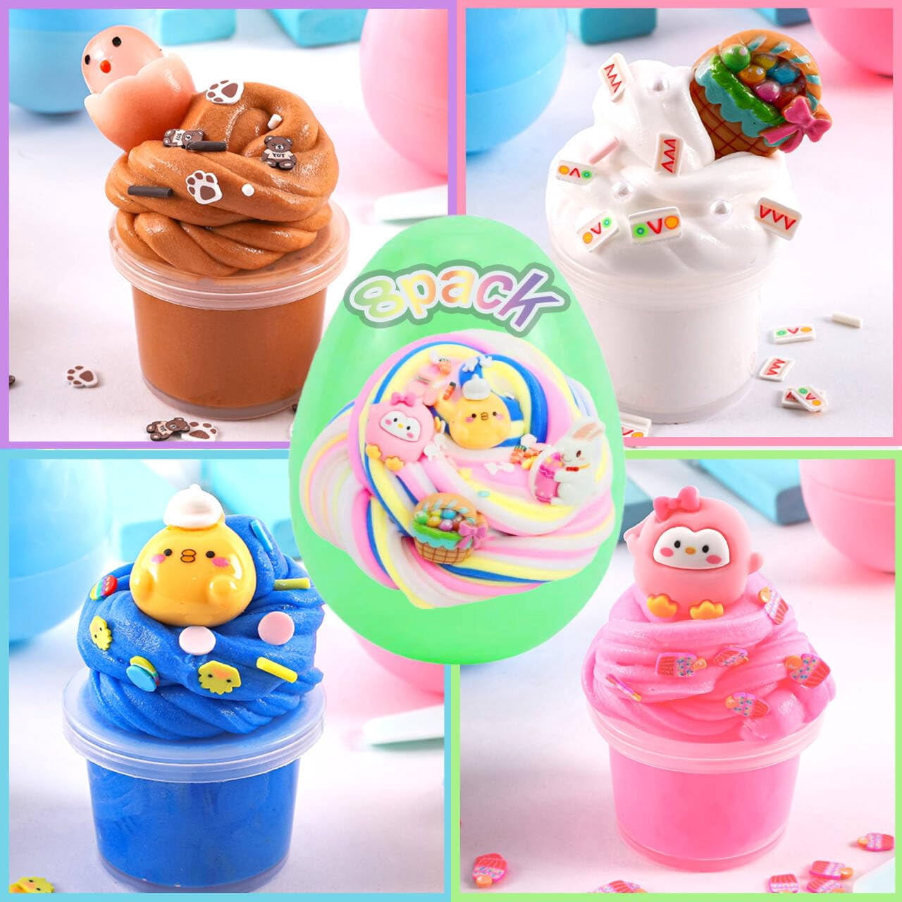 12 Pack Slime kit,DIY Butter Slime,Stress Relief Toys,Craft Toy, for Girl and Boys Party Favors,Easter Basket Fillings and Birthday Gift