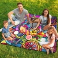 thumbnail image 7 of Cute Colorful Flower Picnic Blanket Waterproof Outdoor Beach Blanket Hand-held Pad Suitable for Travel, Camping, Beach, Family Gatherings, 7 of 7
