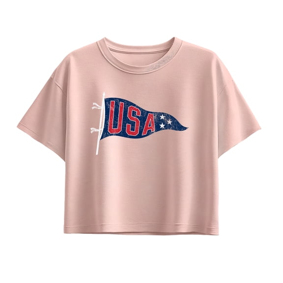 Instant Message - USA Pennant - Youth Girls Boxy T-Shirt