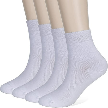 Athlemo 4 Pairs Loose Bamboo Diabetic Wide Ankle Socks Light Weight ...