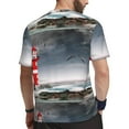 thumbnail image 2 of Wukai 3d Lighthouse in the Surf Print Men's Short-Sleeved Mesh T-Shirt,Quick-Dry Short Sleeve Workout T-Shirt-Medium, 2 of 8