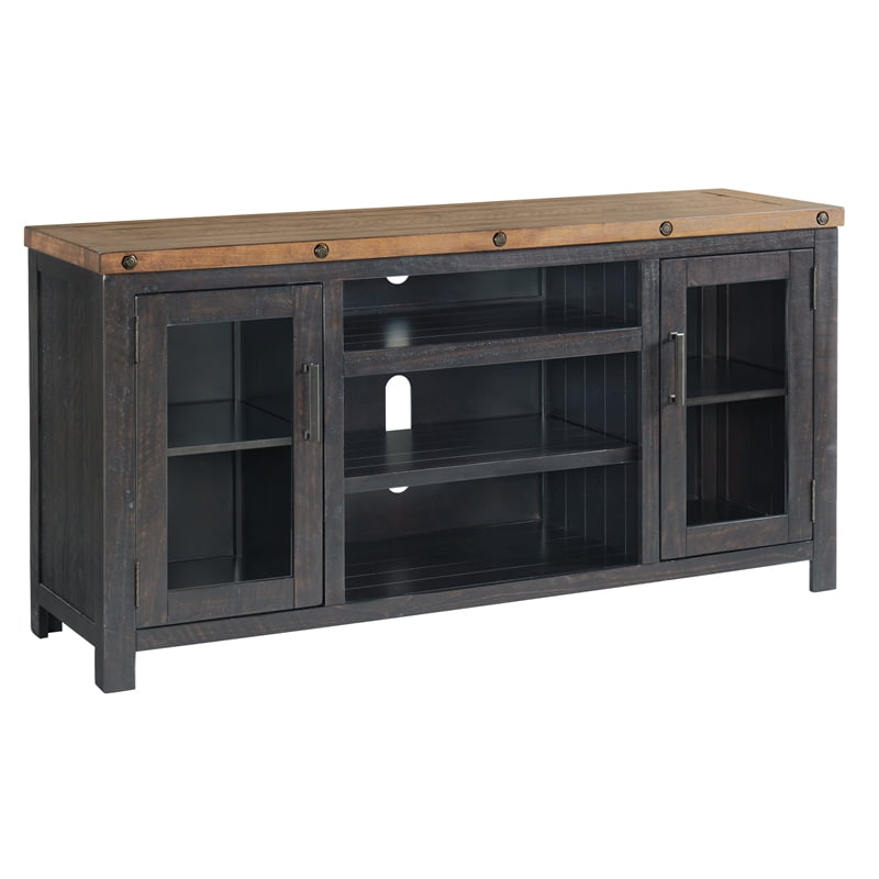 Martin Svensson Home Bolton Solid Wood TV Stand Black Stain and Natural ...