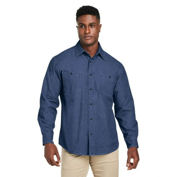 Harriton M540 Unisex Denim Shirt Jacket-Dark Denim-2XL