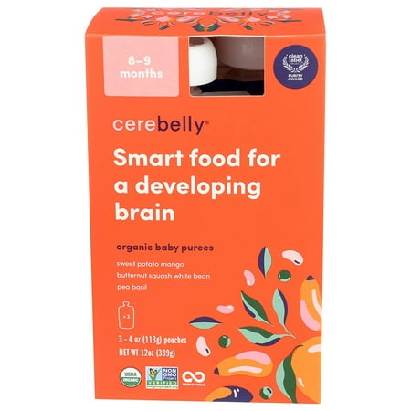 Cerebelly, Baby Purees Variety Pack 8-9 Months Organic, 4 Ounce, 3 Pack