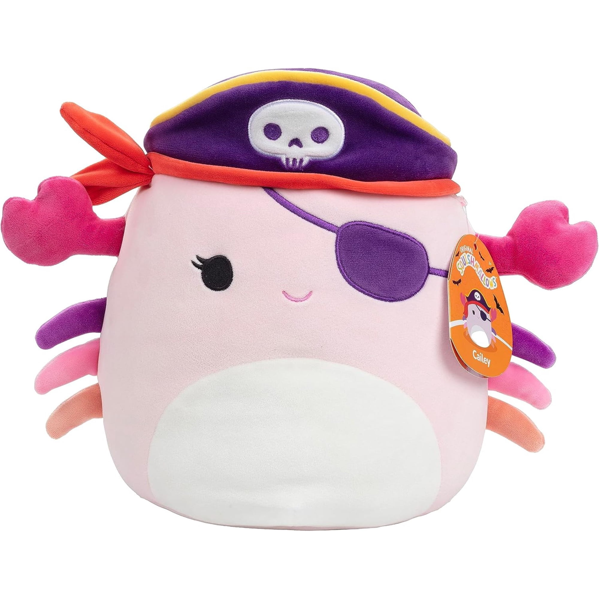 Squishmallows 10-Inch Halloween Cailey Pirate Crab Jazwares Plush Toy, Soft Stuffed Animal for Seasonal Gifts and Display, for Kids and Collectors