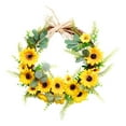 thumbnail image 2 of VINOIC Sunflower Wreath 16 Inch Yellow Artificial Flower Front Door Hanging Decor for Farmhouse Wall Window Decor, 2 of 8