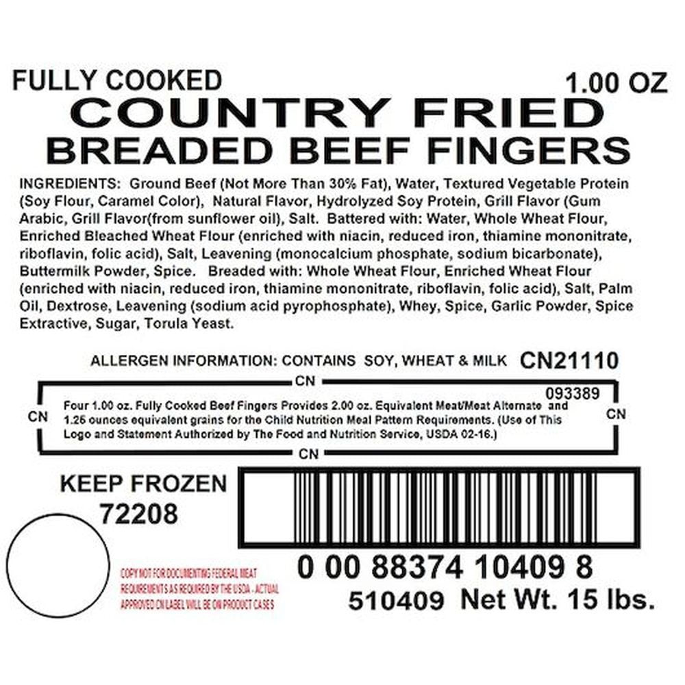 Kings Command Foods Country Fried Cooked Beef Finger, 1 Ounce -- 240 per case