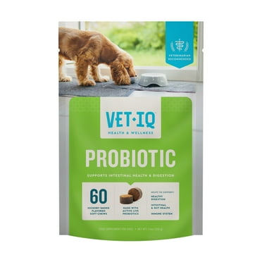 VetIQ Probiotic Supplement for Dogs, Hickory Smoke Flavored Soft Chew 60 Count