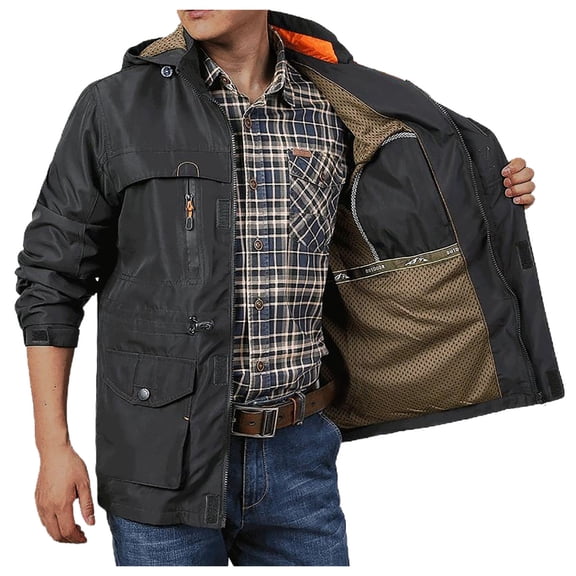 Men's Casual Hooded Jacket Lightweight Breathable Outdoor Sports Punching Training Windbreaker